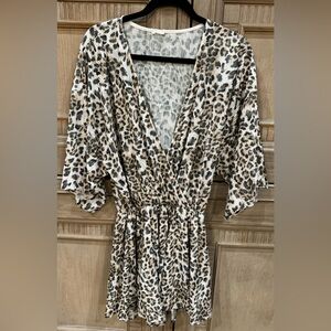 Leopard Print Deep-V Romper